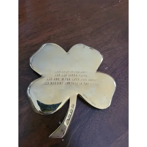 Vintage Gerity 24K Gold Four Leaf Clover Paperweight - Picture 7 of 7